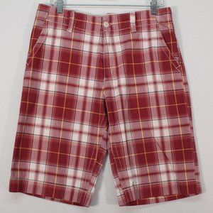 Old Navy Red Plaid Men's Flat Front Shorts